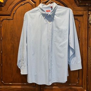 Izod 100% cotton blue/white men’s dress shirt, EUC